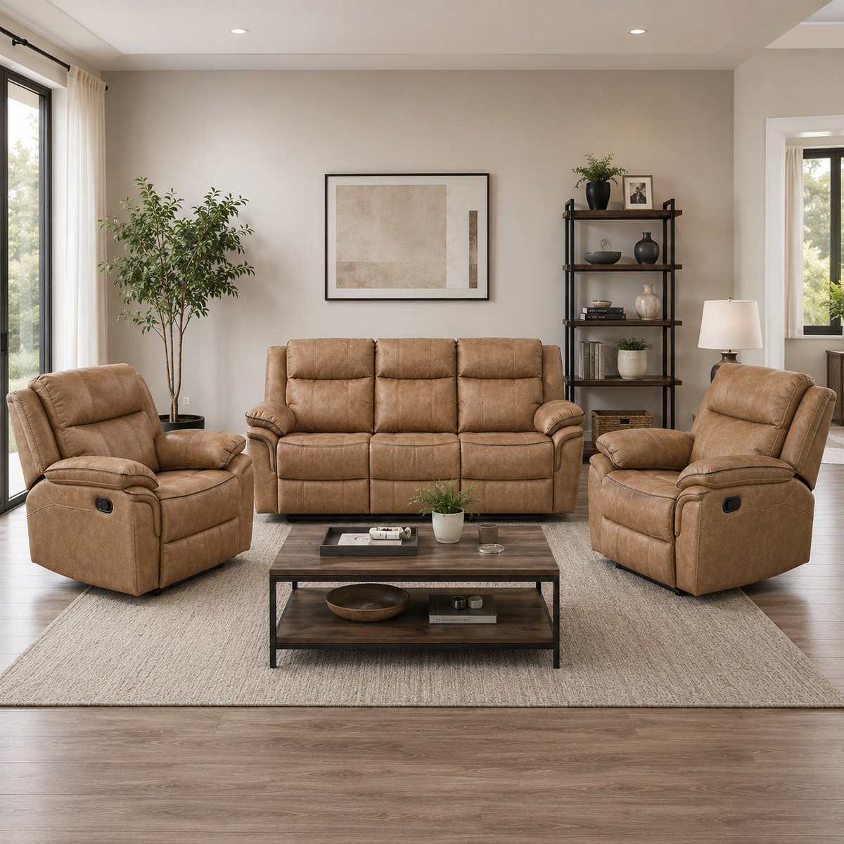 Ringswood 3+1+1 Manual Recliner - Tan