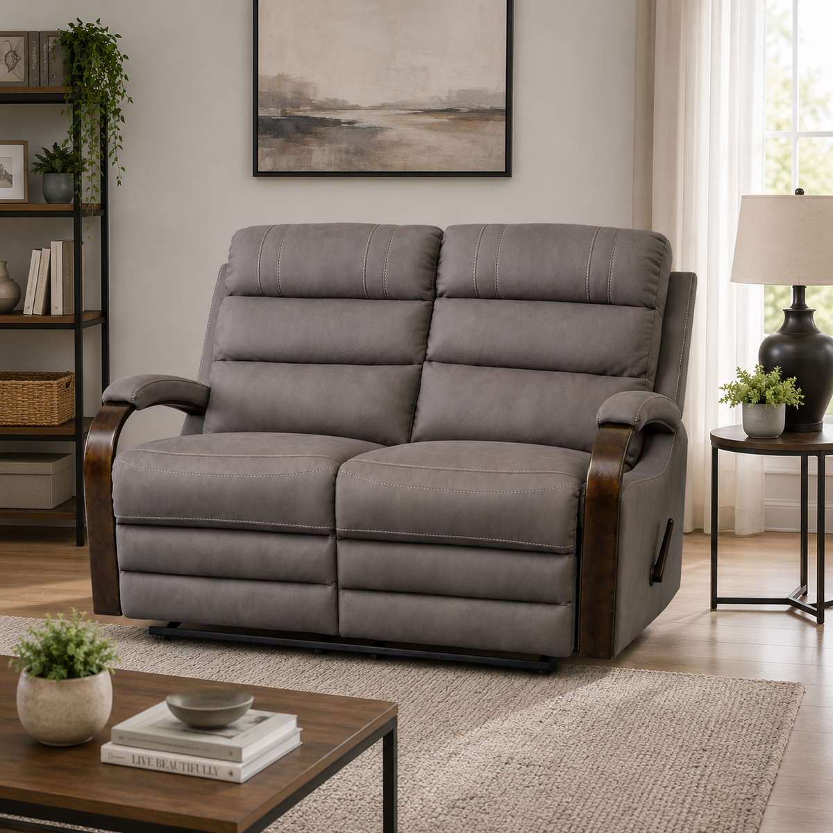 Tallaght 2 Seater Fabric Manual Recliner-Smoke Grey