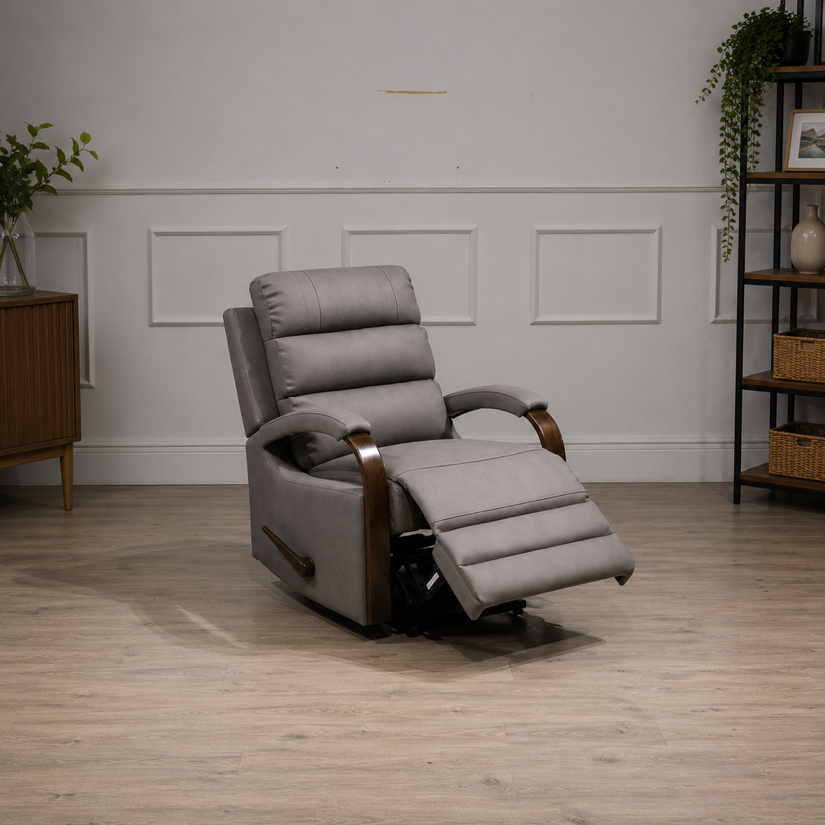Tallaght 1 Seater Fabric Manual Recliner-Smoke Grey
