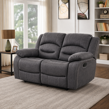 Annfield 2 Seater Fabric Manual Recliner- Slate Navy