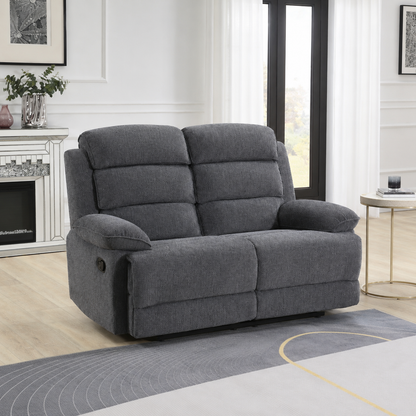 Limerick 2 Seater Fabric Recliner - Dark Grey