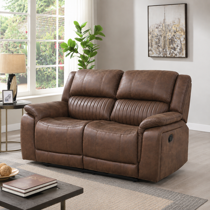 Westport 2 Seater Fabric Manual Recliner- Dark Brown