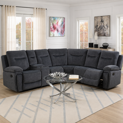 Foxlands Corner Manual Recliner with Console - Grey