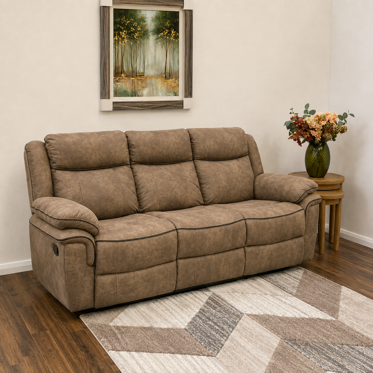 Lucan 3 Seater Manual Recliner - Brown