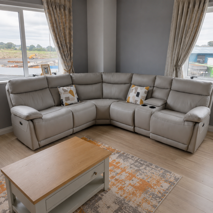 Lansville Corner Sofa Group Leather Electric Recliner-Grey