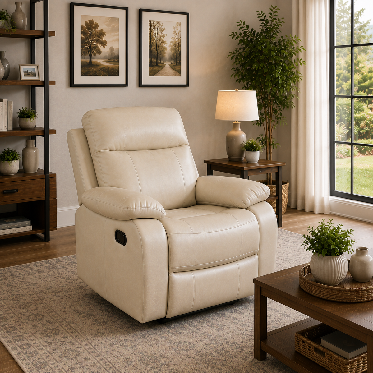 Barnhill 1 Seater Leather Suite - Beige