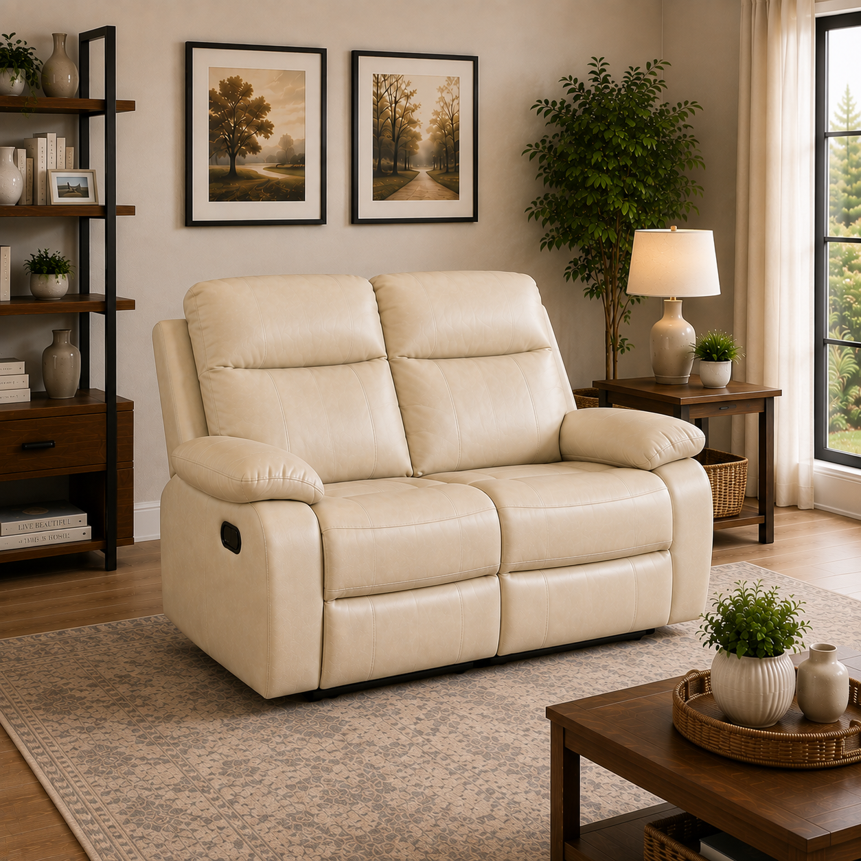Barnhill 2 Seater Leather Suite - Beige