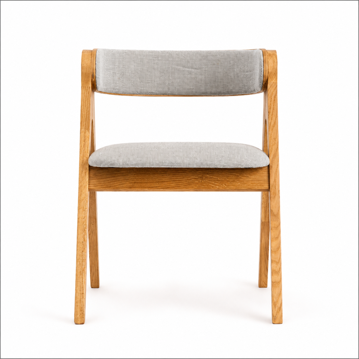Darcy Solid Oak Chair with Angular Legs and Upholstered Detailing - Natural (x2)
