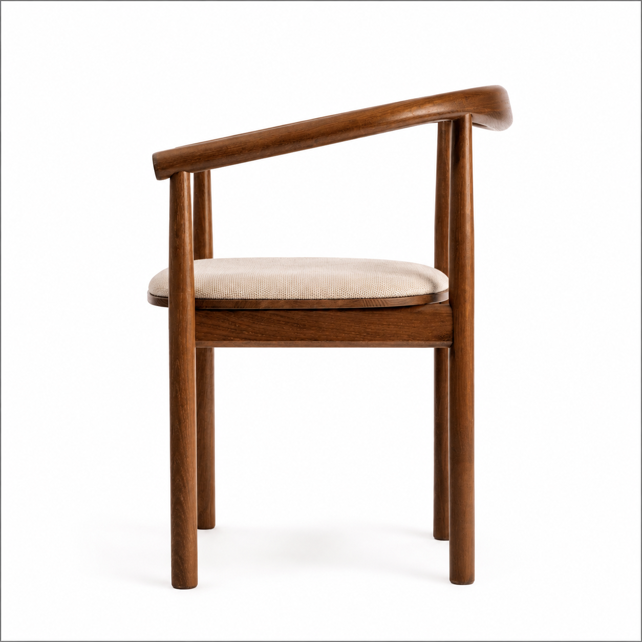 Fern Solid Oak Chair with Curved Backrest and Upholstered Seatpad - Bordo (x2)