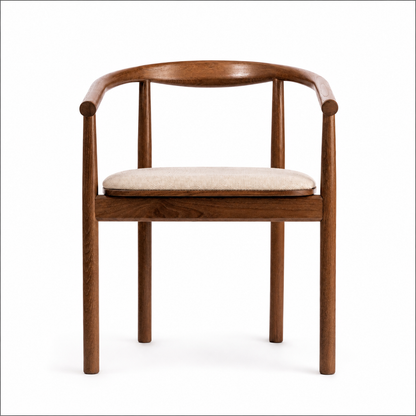 Fern Solid Oak Chair with Curved Backrest and Upholstered Seatpad - Bordo (x2)