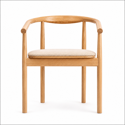 Fern Solid Oak Chair with Curved Backrest and Upholstered Seatpad - Natural (x2)