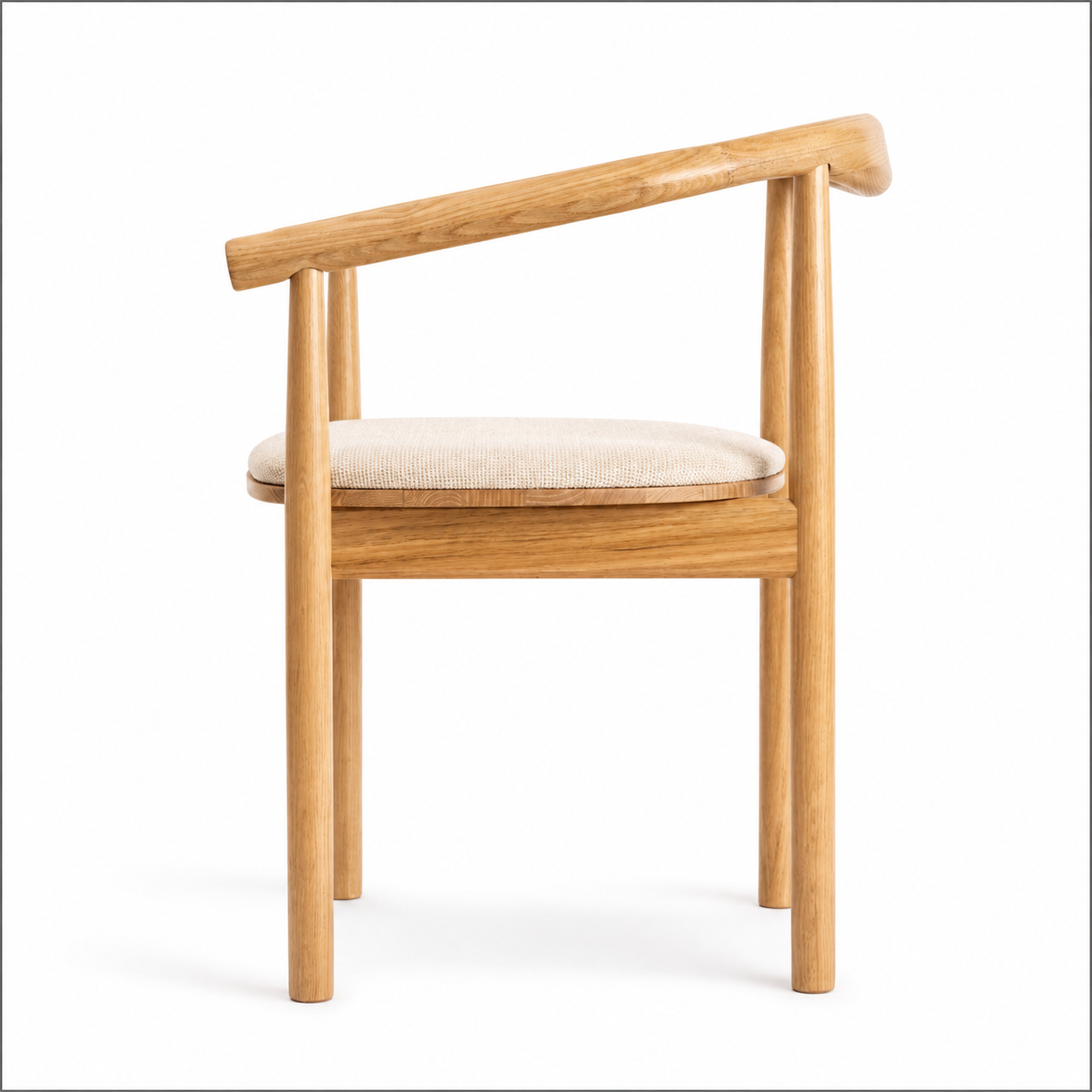 Fern Solid Oak Chair with Curved Backrest and Upholstered Seatpad - Natural (x2)