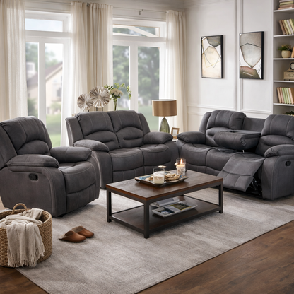 Annfield 2 Seater Fabric Manual Recliner- Slate Navy