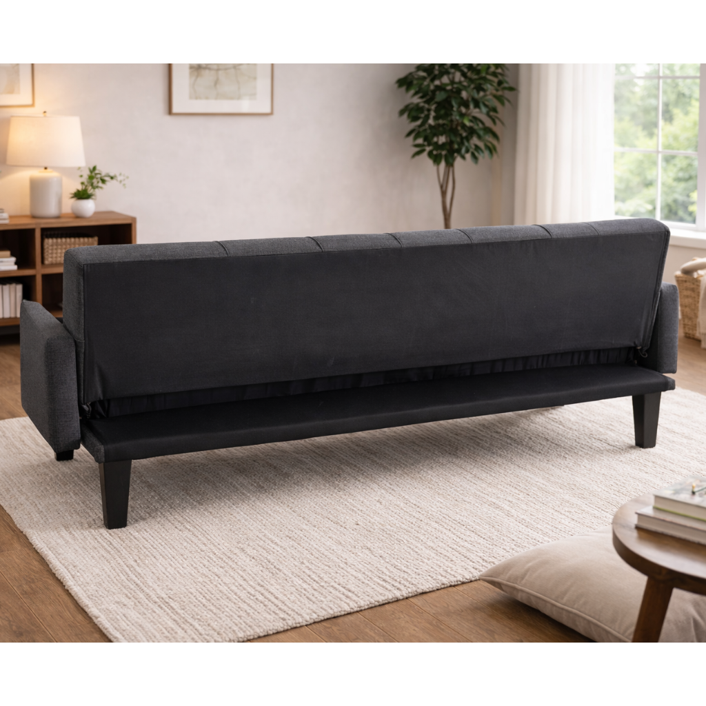 Levine Dark Grey Fabric 3 Seater Sofabed