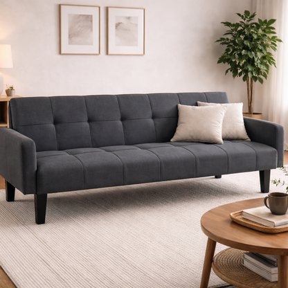 Levine Dark Grey Fabric 3 Seater Sofabed