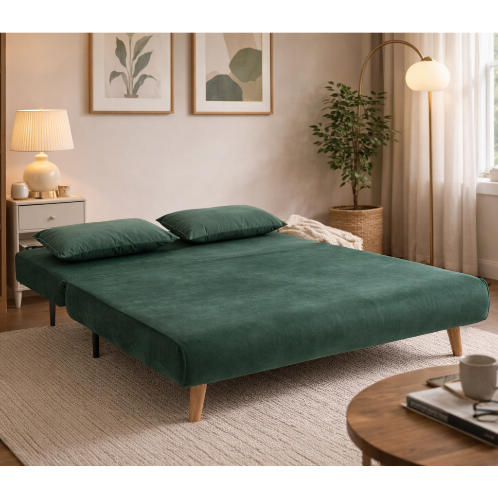 Lawson Double Futon Sofa Bed - Green Velvet