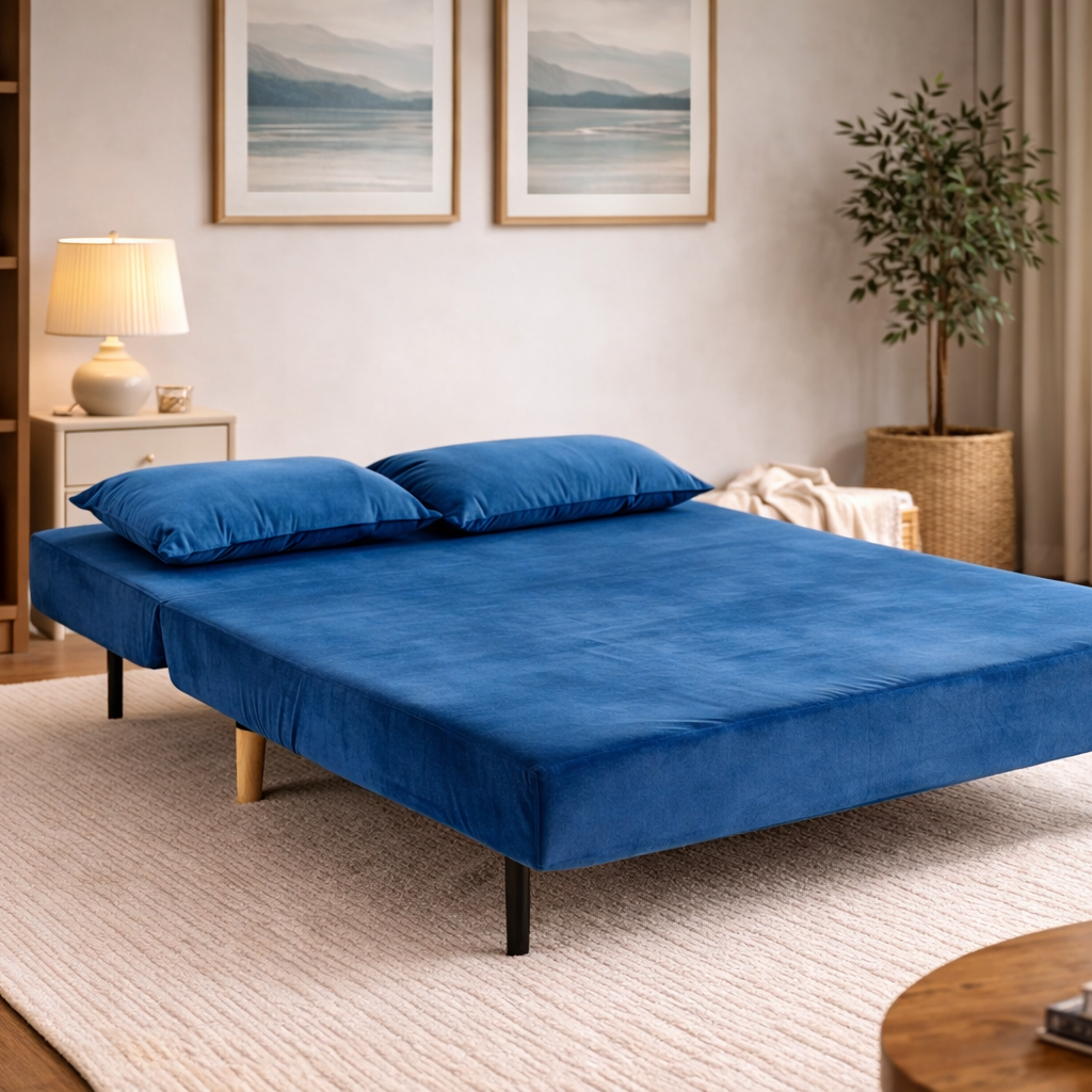 Lawson Double Futon Sofa Bed - Blue Velvet