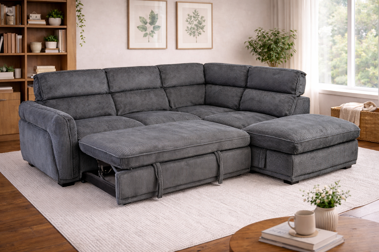 Portballo Corner Suite with Pull out Bed and Ottoman - Grey