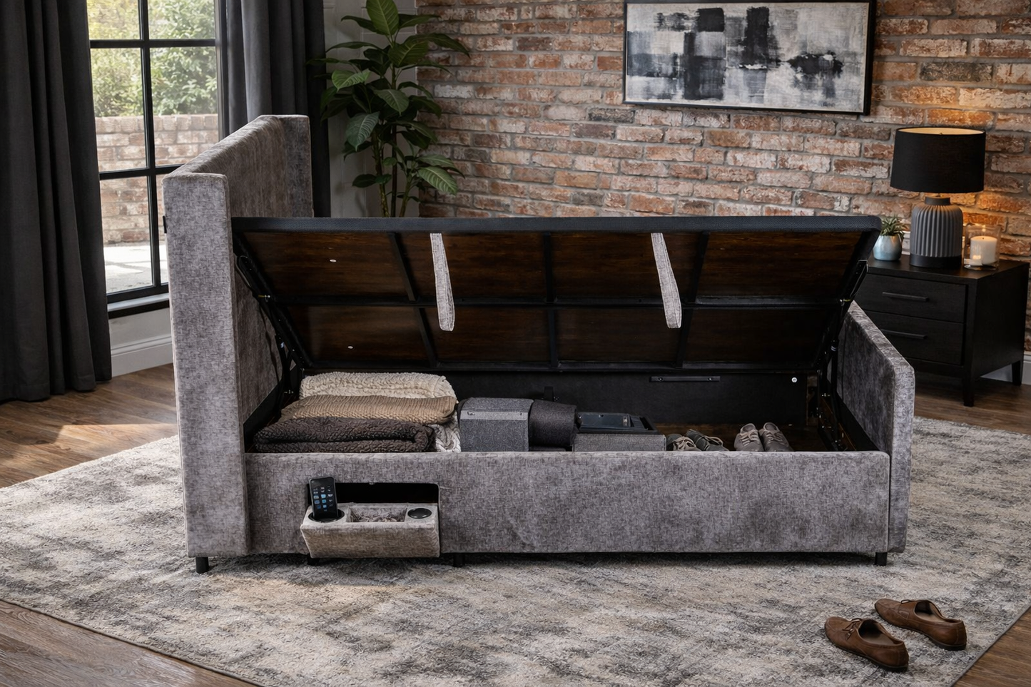 Clara 4ft6 Double Storage Bed - Grey