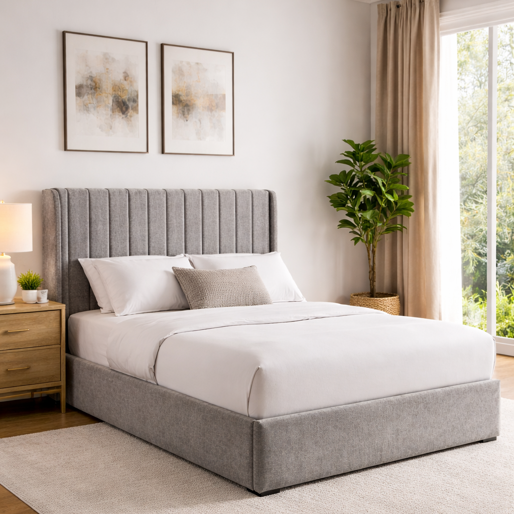 Frida 4ft6  Gas Lift Storage Double Bed Grey by Honey B