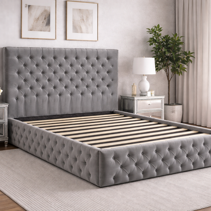 Rosa 4ft6 Double Bed Grey by Honey B