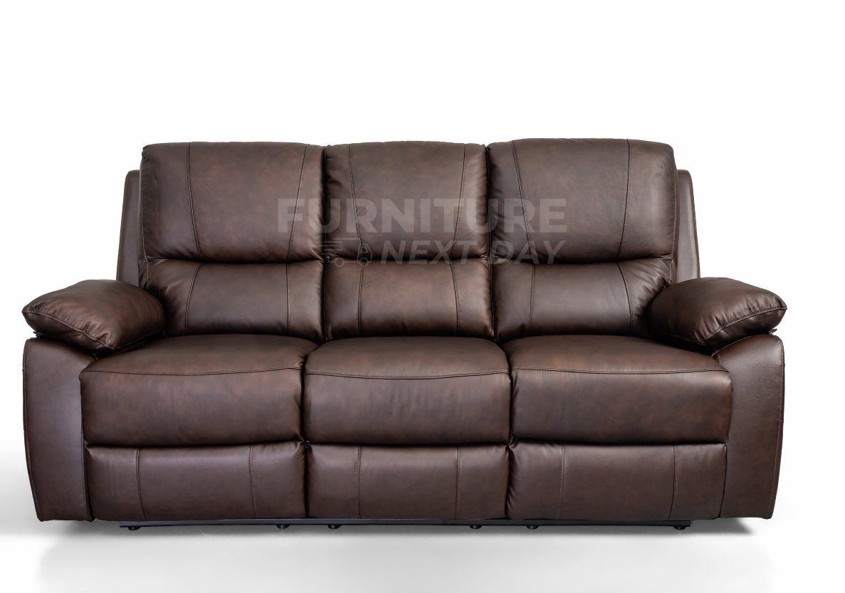 Galway 3RR +1R +1R Seater Leather Manual Recliner-Brown