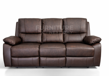 Galway 3RR +1R +1R Seater Leather Manual Recliner-Brown