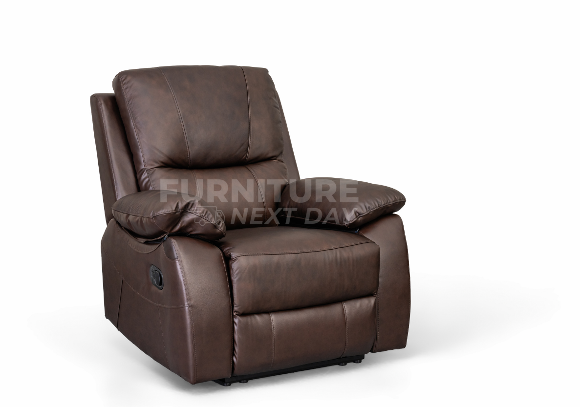 Galway 3RR +1R +1R Seater Leather Manual Recliner-Brown