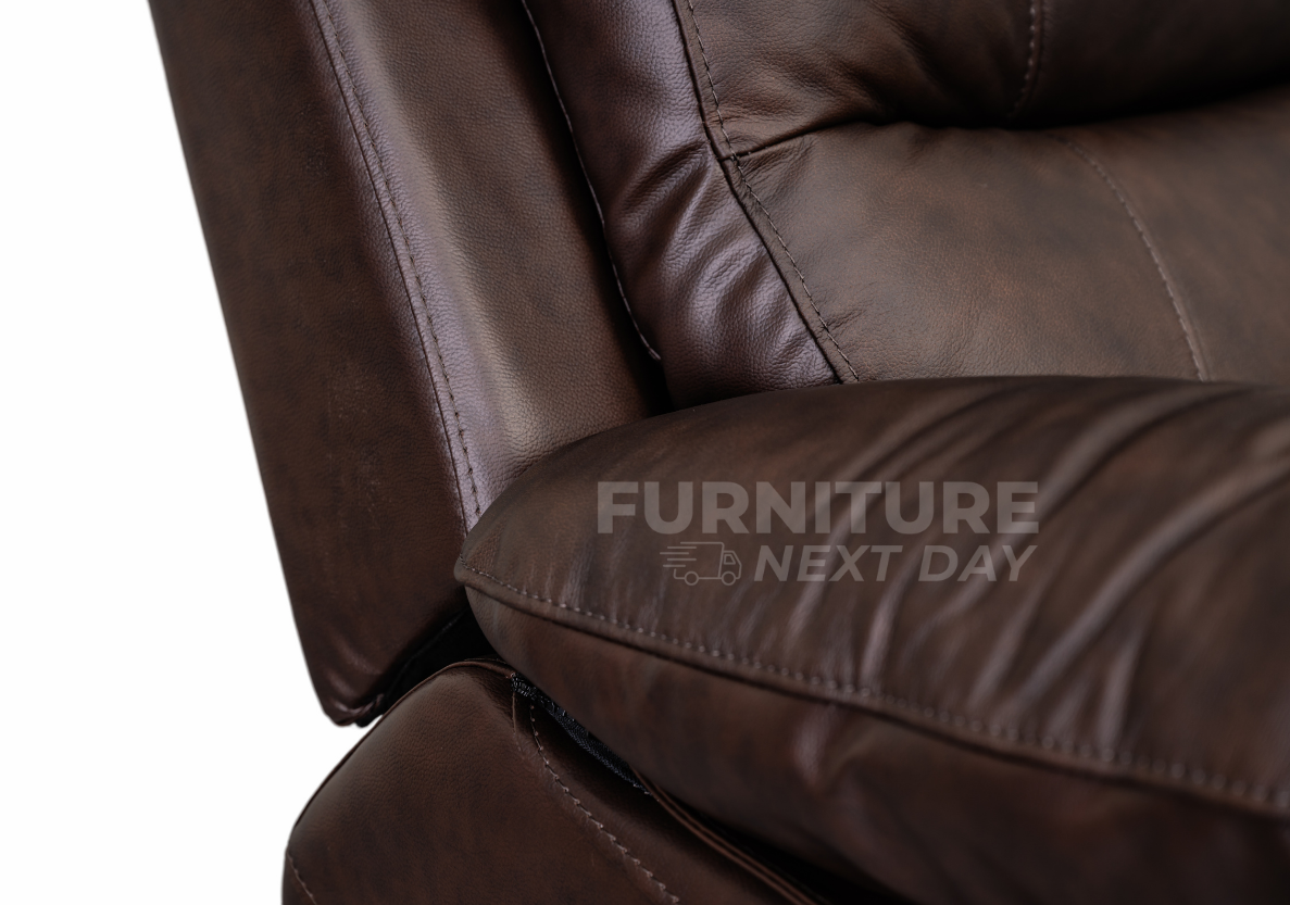 Galway 3RR +1R +1R Seater Leather Manual Recliner-Brown