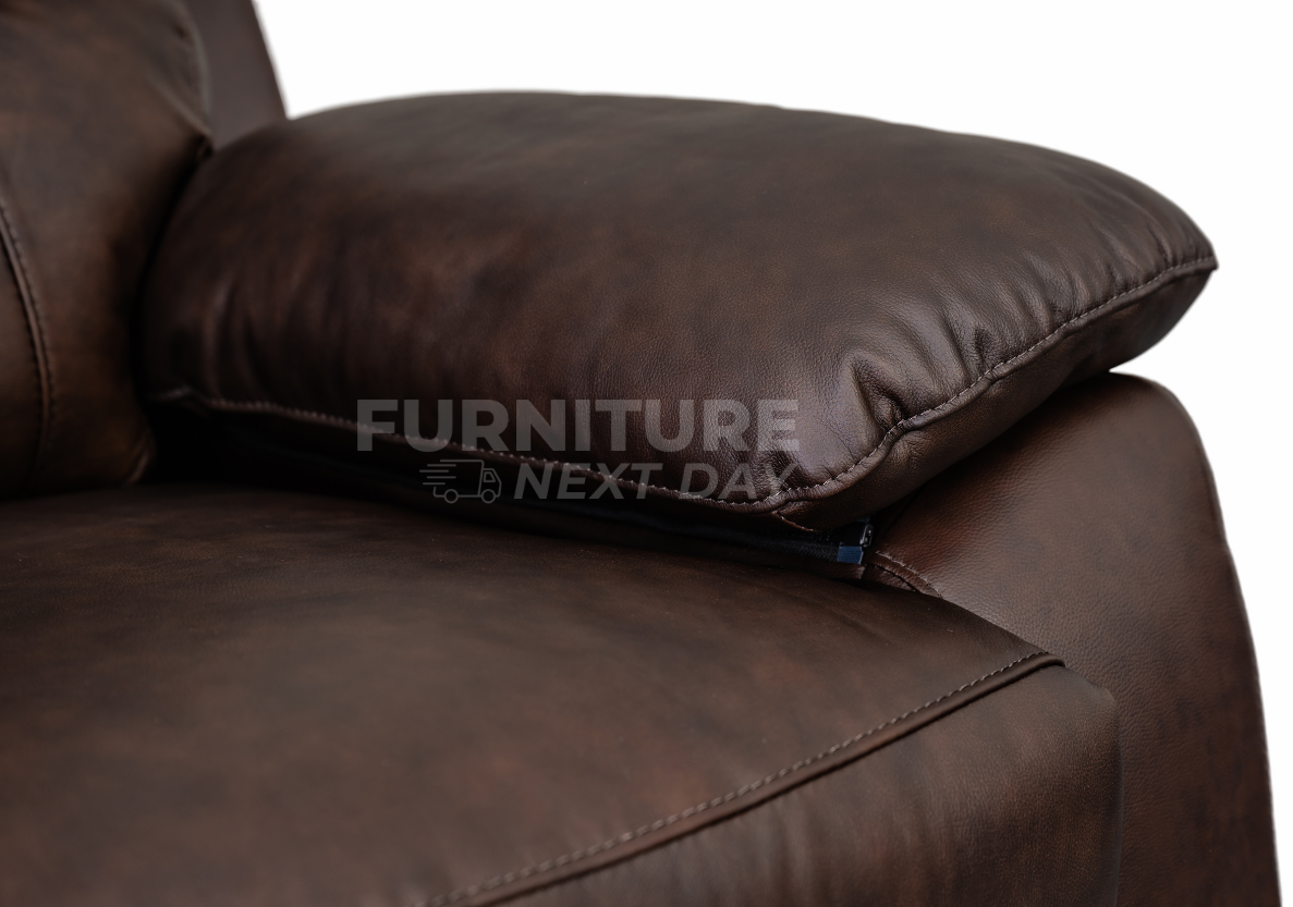 Galway 3RR +1R +1R Seater Leather Manual Recliner-Brown