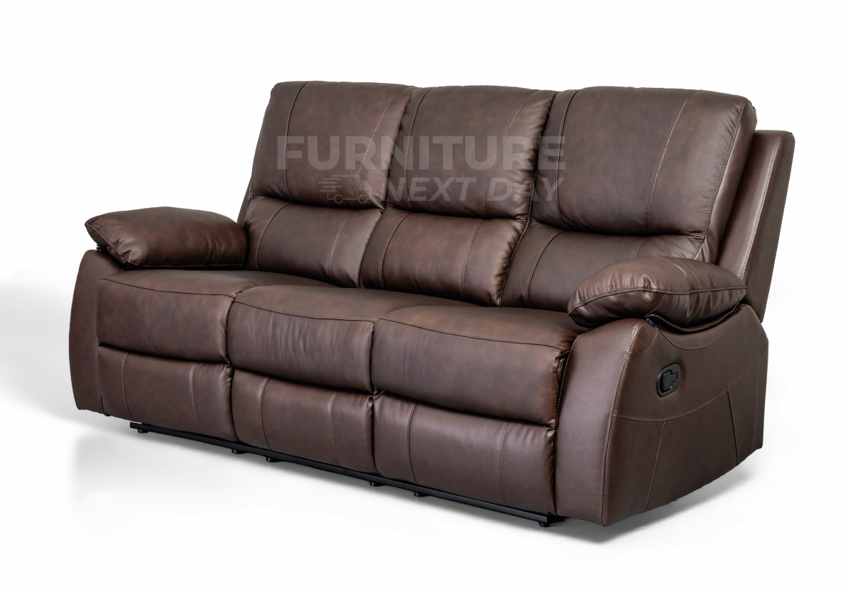Galway 3RR +1R +1R Seater Leather Manual Recliner-Brown