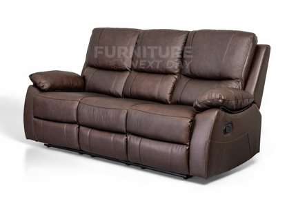 Galway 3RR +1R +1R Seater Leather Manual Recliner-Brown