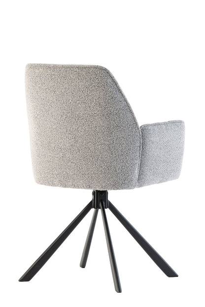 Henners Dining Chair Grey Boucle with Black Leg