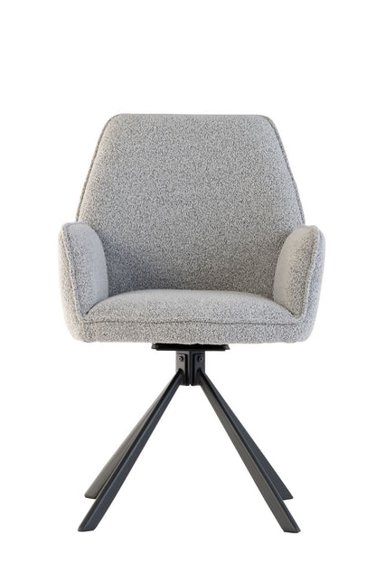 Henners Dining Chair Grey Boucle with Black Leg