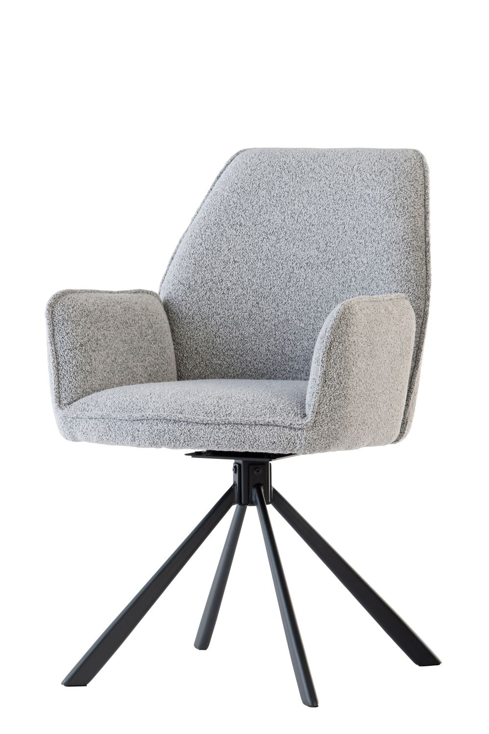 Henners Dining Chair Grey Boucle with Black Leg