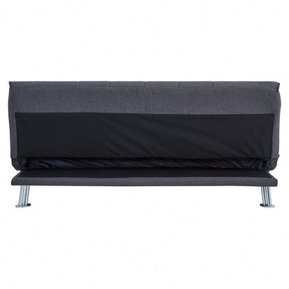 Helena 3 Seater Fabric Sofa Bed - Grey with chrome legs
