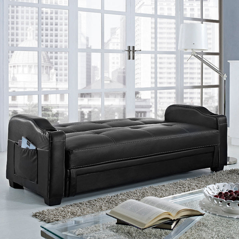 Dakota Faux Leather Storage Sofa Bed Recliner - Black
