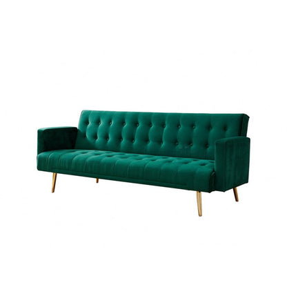 Salisbury 3 Seater Sofa Bed Luxury Velvet- Green Velvet with Gold Metal Legs