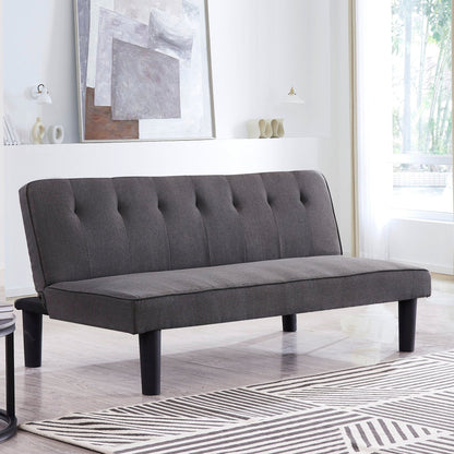 Kenton 3 Seater Clic Clac Sofa Bed - Charcoal Grey Tufted Back