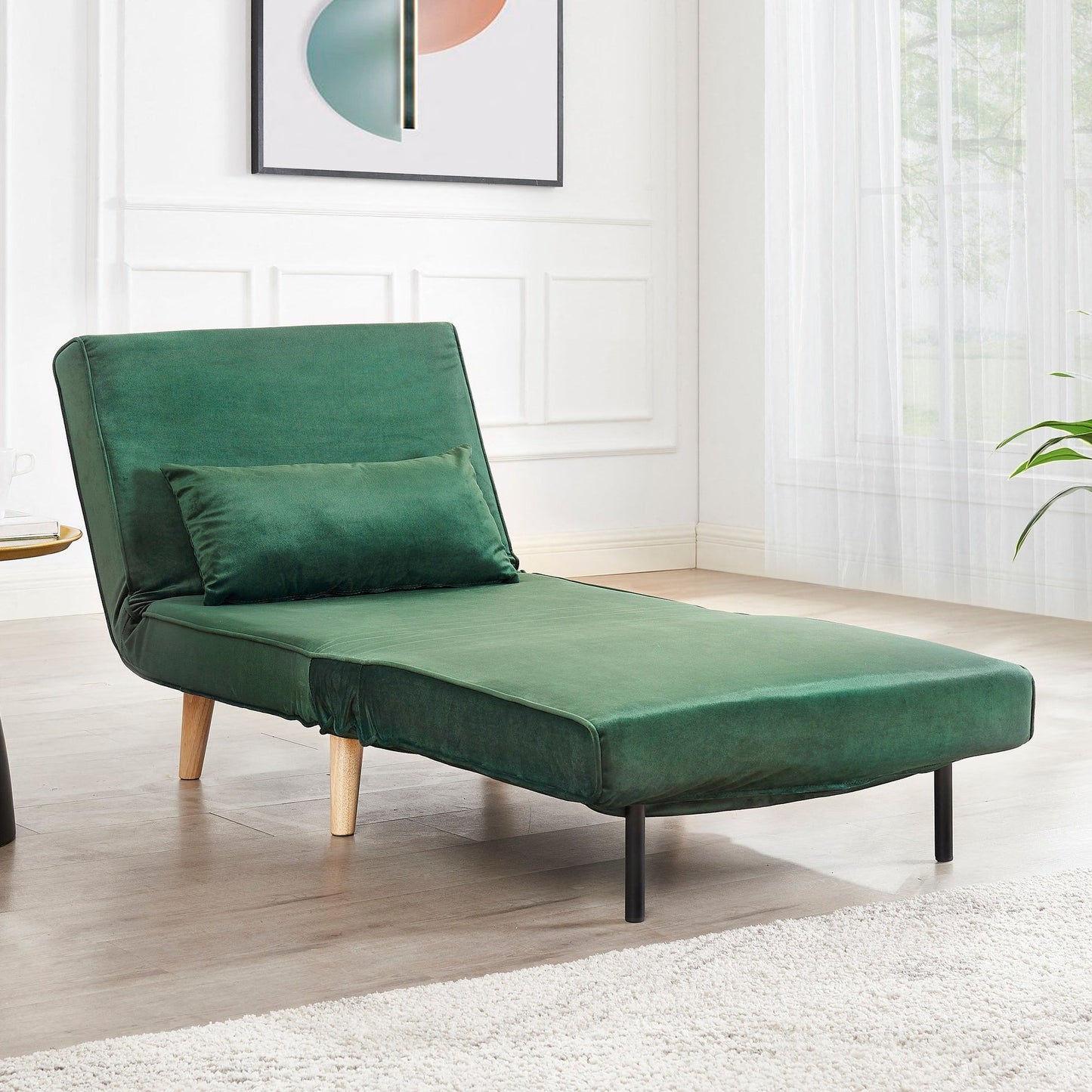 Valley Single Futon Sofa Bed - Green Velvet