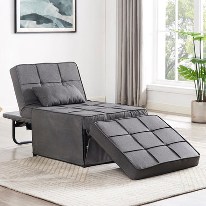 Oillie 1 Seater Fabric Ottoman Sofa Bed - Dark Grey