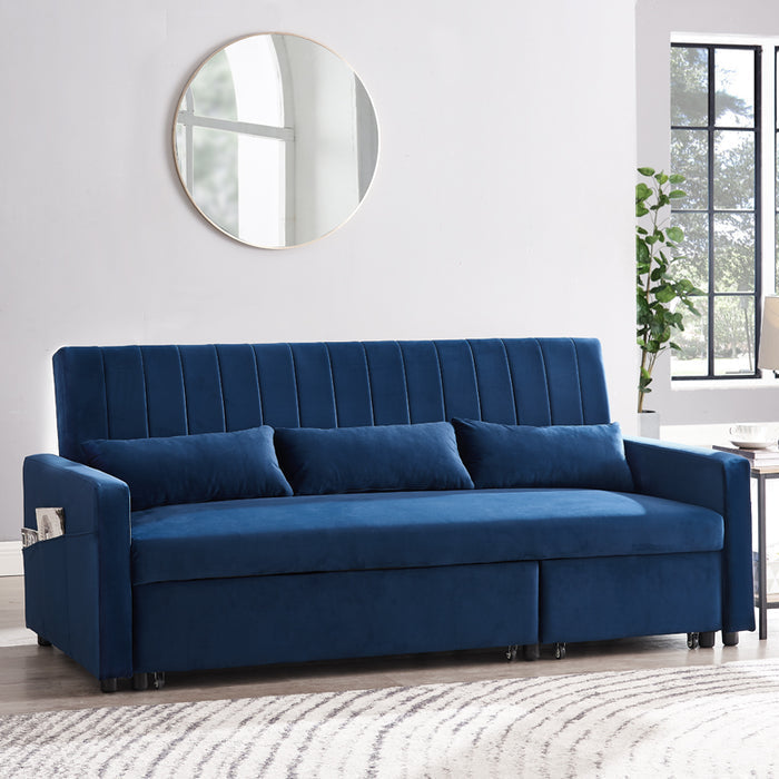 Anglia 3 Seater Storage Sofa Bed - Blue Velvet
