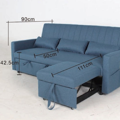 Anglia 3 Seater Storage Sofa Bed - Blue Velvet