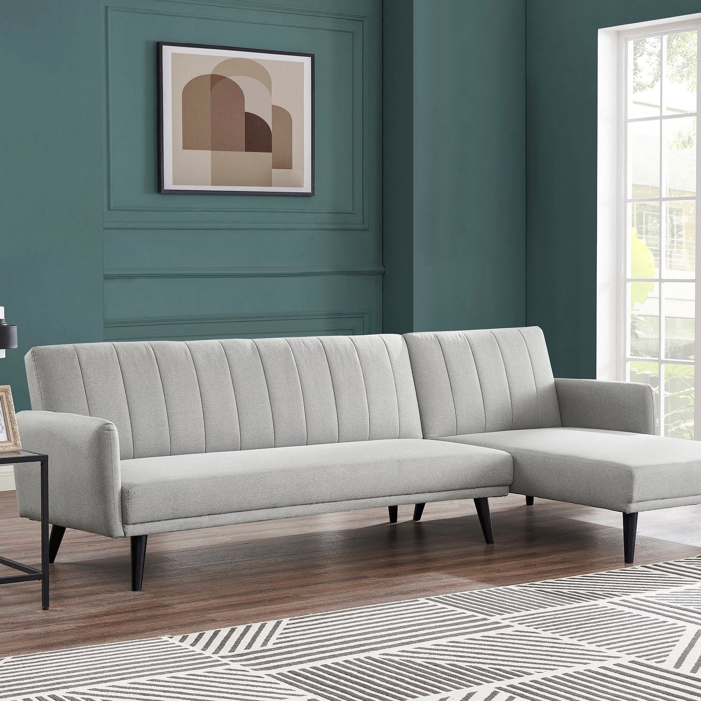 Ethan L Shape Fabric Sofa Bed - Light Grey