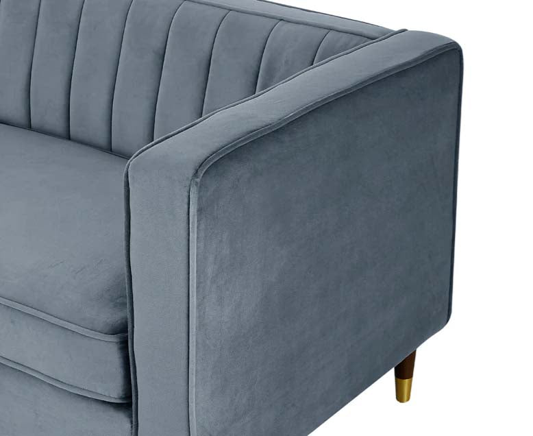 Griffen 3 Seater Fabric Sofa - Grey Velvet