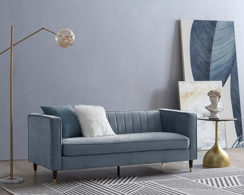 Griffen 3 Seater Fabric Sofa - Grey Velvet