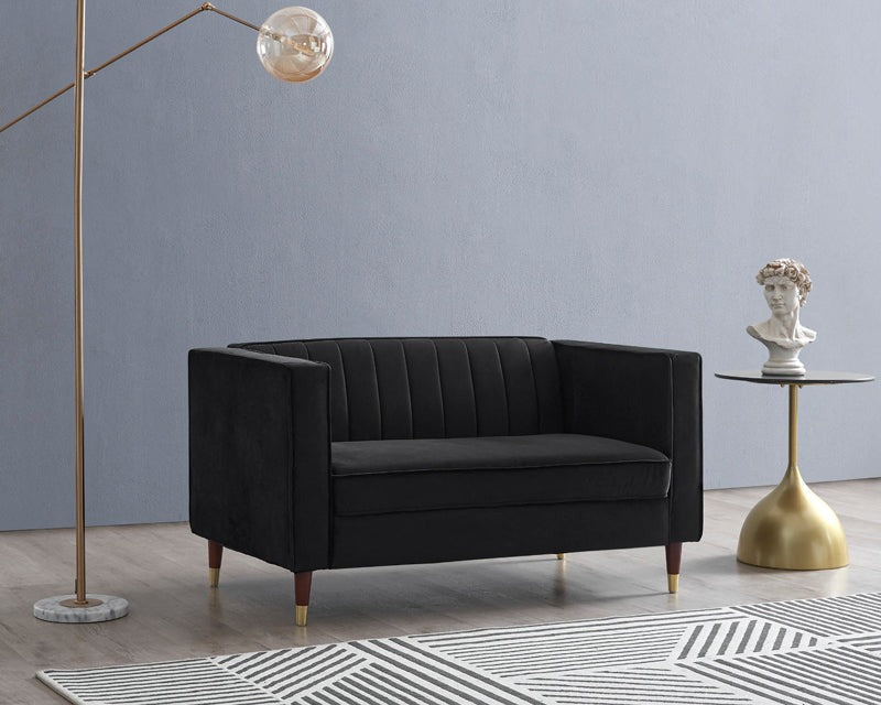 Griffen 2 Seater Fabric Sofa - Black Velvet