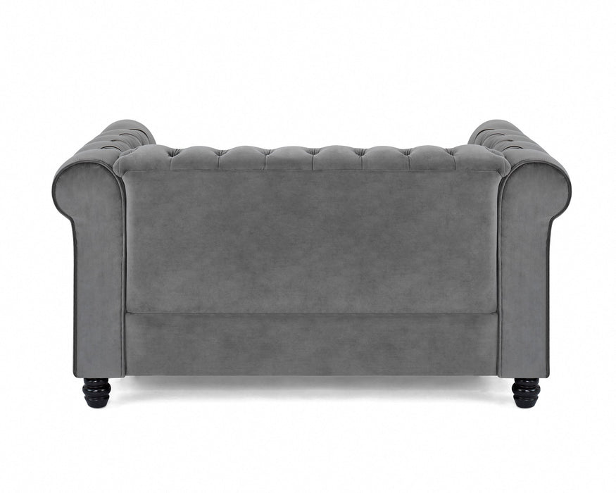 Harper Chesterfield Studded 2 Seater Fabric Sofa - Grey Velvet