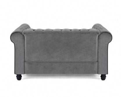 Harper Chesterfield Studded 2 Seater Fabric Sofa - Grey Velvet