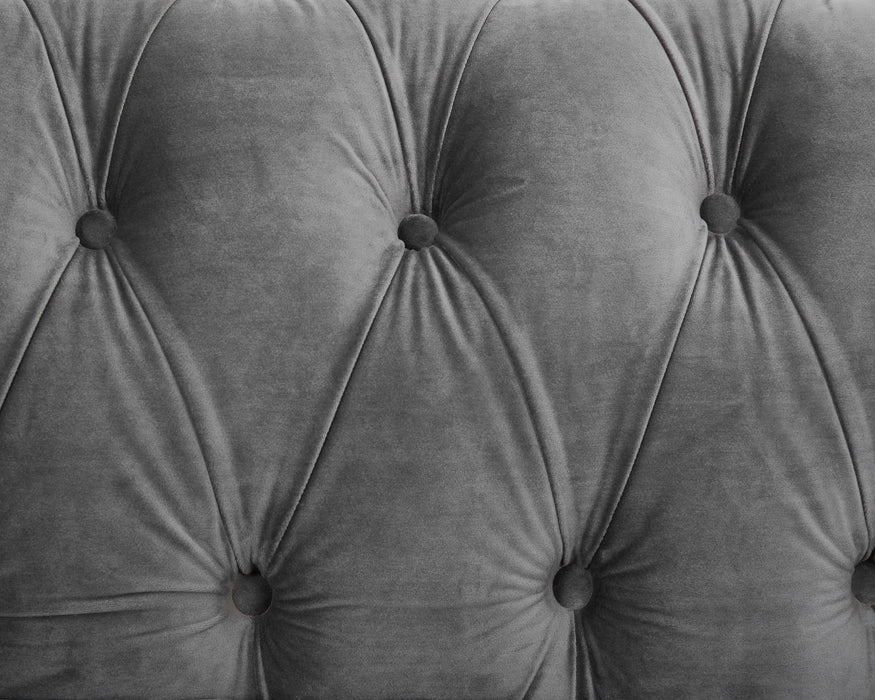 Harper Chesterfield Studded 2 Seater Fabric Sofa - Grey Velvet